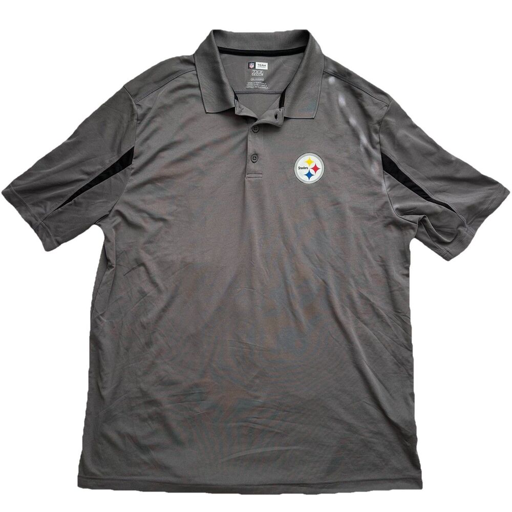 NFL Pittsburgh Steelers Polo Shirt Gray Black 2XL Football Golf Tee